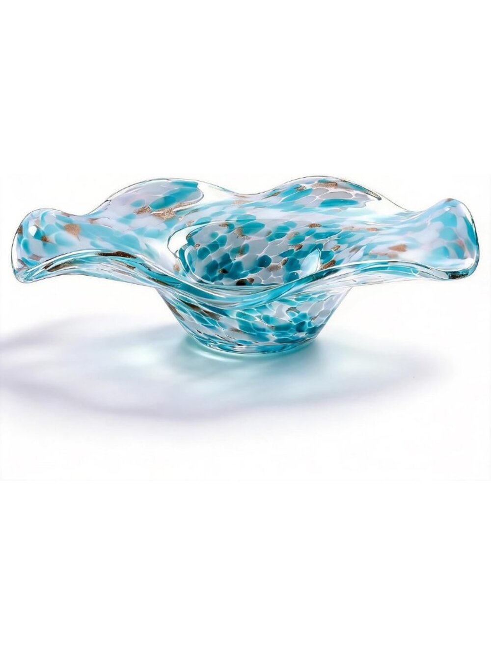Large Cobalt Blue Hand Blown Art Glass Bowl - Decorative Centerpiece for Home